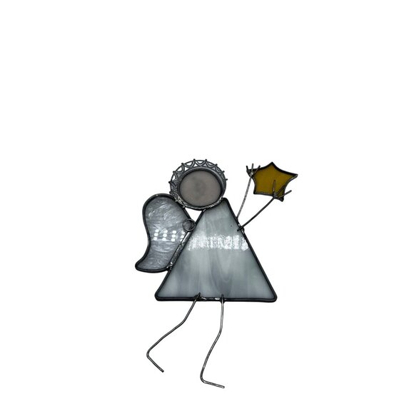 Leaded Stained Glass 7" Angel Fairy Star Suncatcher Christmas Holiday (V) - Picture 3 of 4